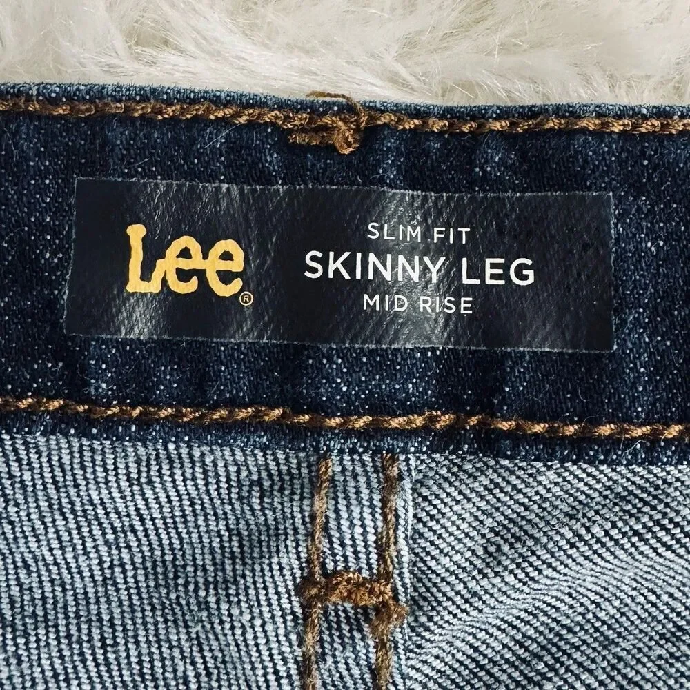 Lee Slim Fit Skinny Leg Jeans Petite 12P (33x26) Dark Blue Ankle Stretch Womens